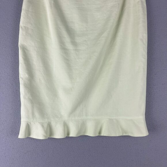 Elie Tahari Ruth Linen Blend Skirt Women 8 Green Ruffle Pencil Career Office NWT - Picture 9 of 16